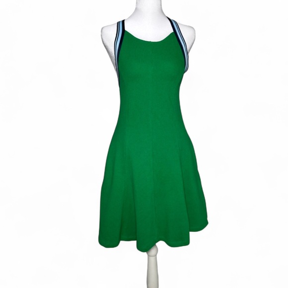 Anthropologie Kelly Green Crisscross Halter Mini Dress NWT M Athleisure Varsity - Picture 7 of 12
